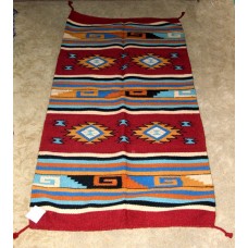 Thick Hand Woven Wool Throw Rug / Tapestry Southwestern  32"x 64"  423   372402557066